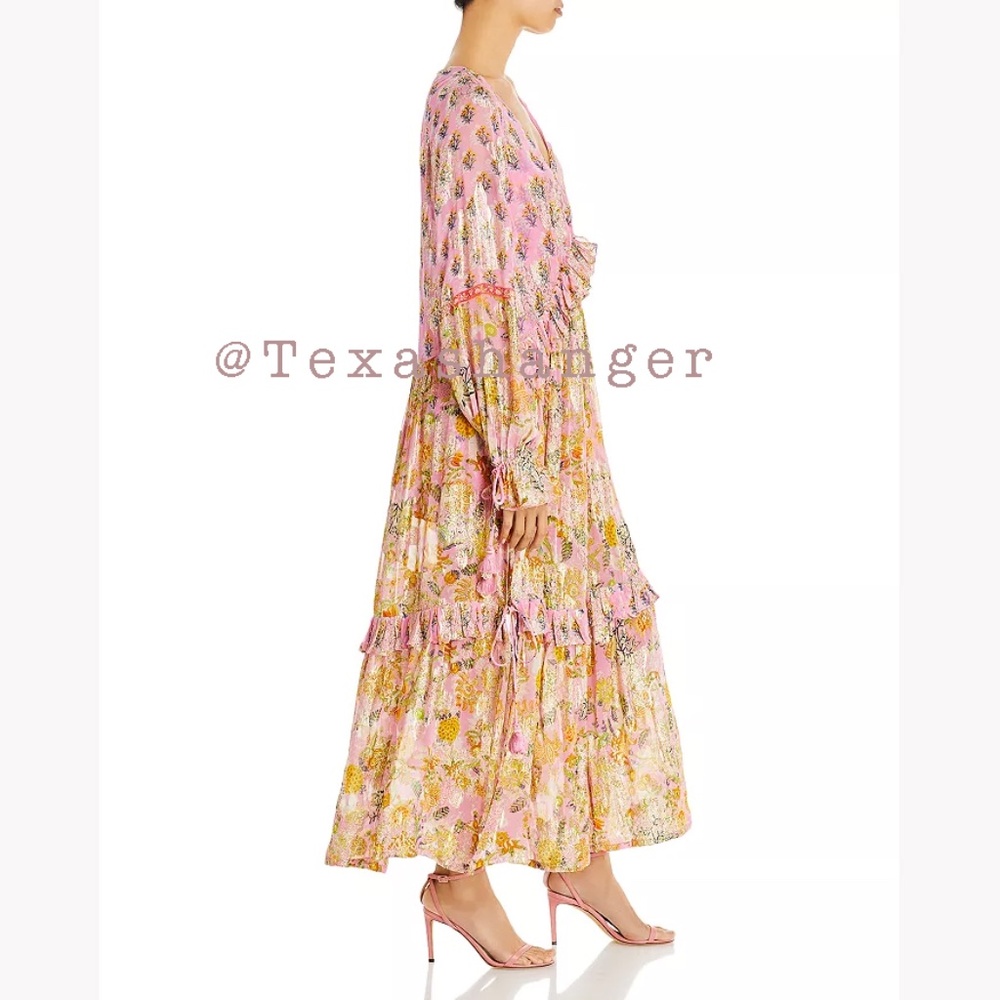 NWT HEMANT & NANDITA Dhea Kaftan M Medium Canary Yellow Taffy - Picture 6 of 16